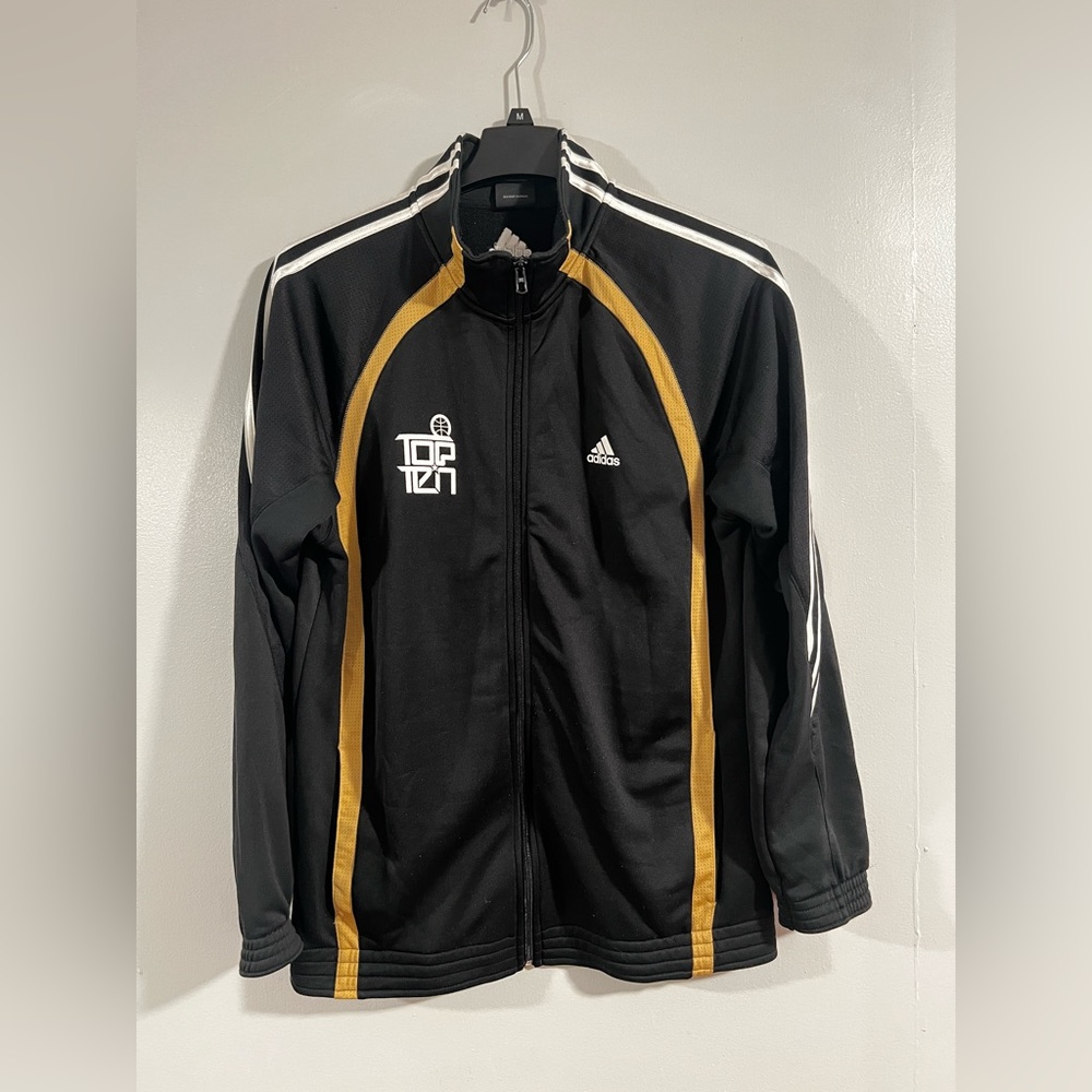 Adidas Zip Up Jacket Adult Medium Black Basketball Top Ten Sports Lightweight